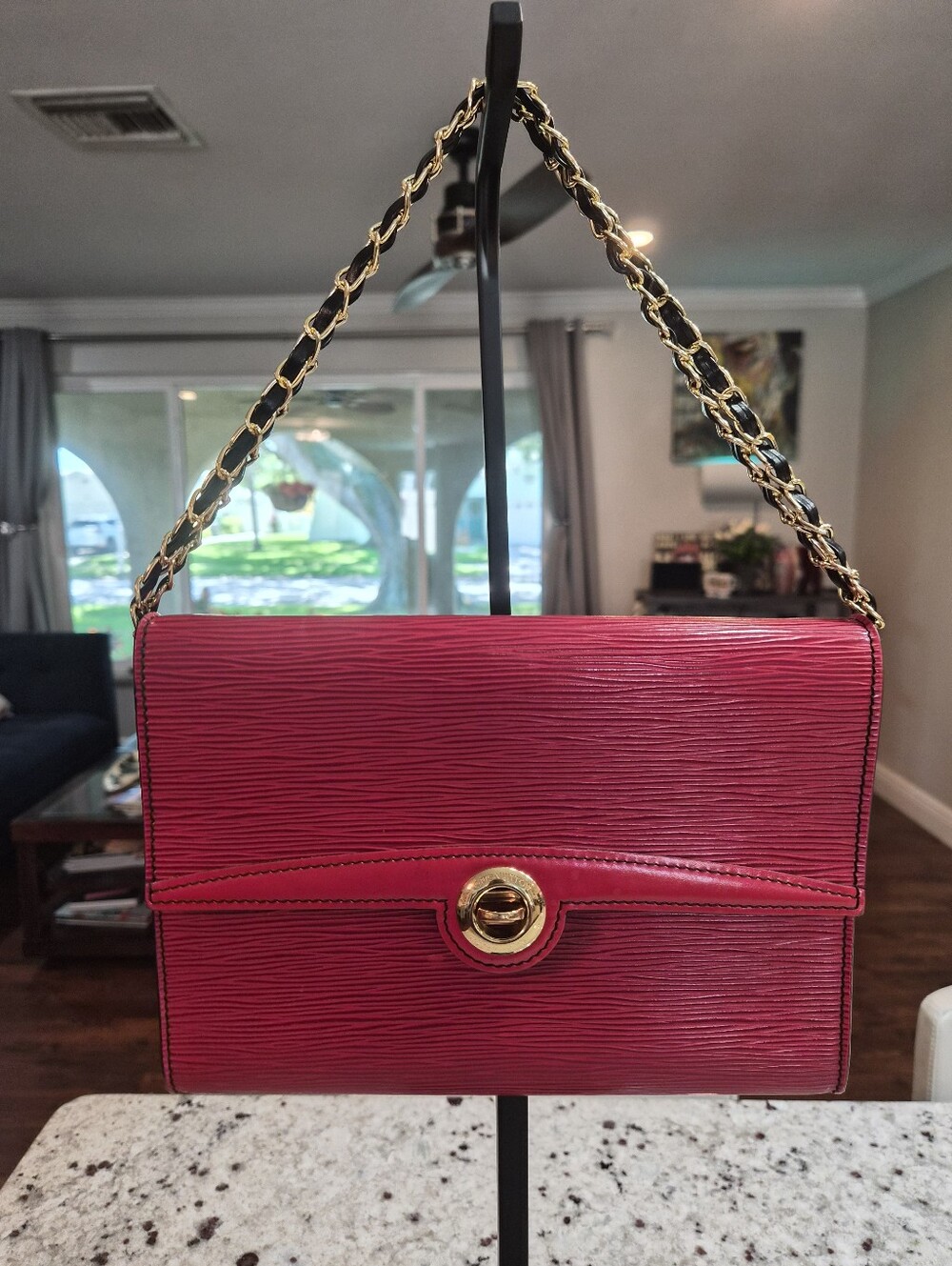 Louis Vuitton Epi Pochette Arche Clutch Bag Castilian Red Vintage